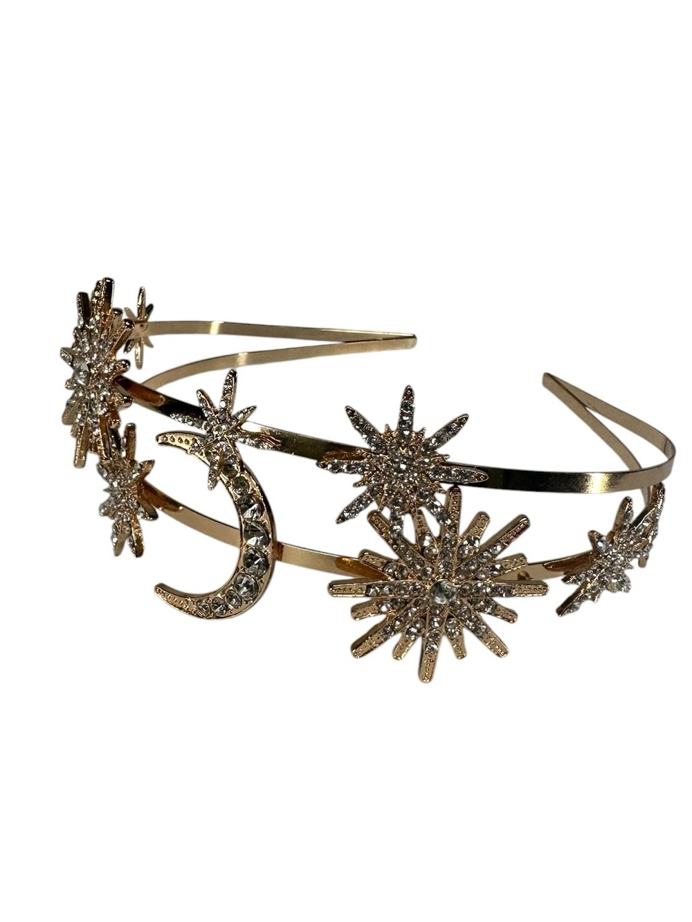 Rose Gold Metal & Rhinestone Double Layer Celestial Headband / Flexible / Fairy